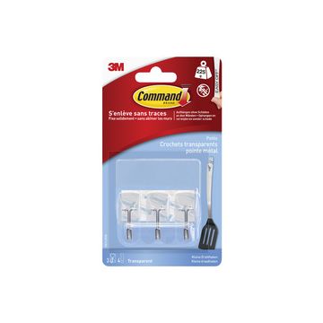 3M Command Crochet avec pointe en métal, transparent