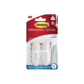 3M Command Crochet pour salle de bain design, blanc