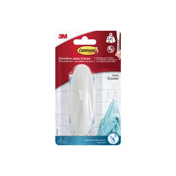 3M Command Crochet pour salle de bain design, blanc