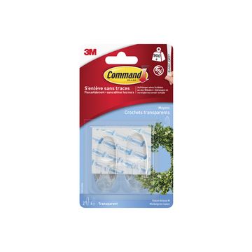3M Command Crochet, oval, plastique, transparent, taille: M