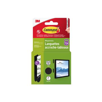 3M Command Languettes accroche-tableaux, taille: M, noir
