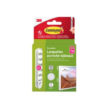 3M Command Languette accroche-tableaux, taille: L, blanc