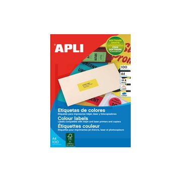 APLI Etiquette d'adresse, 70 x 31 mm, rouge fluo