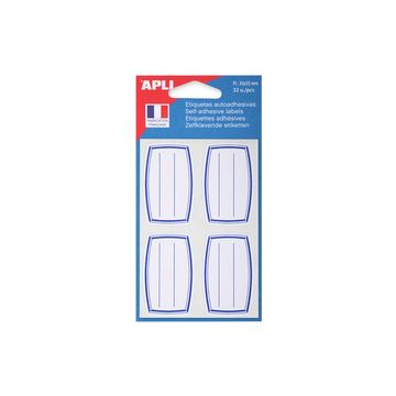 APLI Etiquettes pour livre, 33 x 53 mm, lignées, blanc/bleu