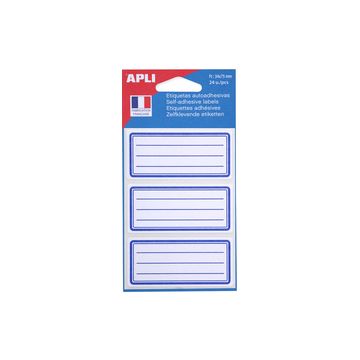 APLI Etiquettes pour livre, blanc/bleu, 34 x 75 mm lignées