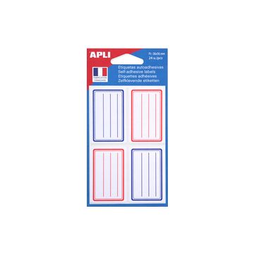 APLI Etiquettes pour livre, rouge/bleu, 36 x 56 mm, lignées