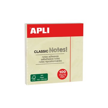 APLI Notes adhésives "CLASSIC Notes!", 75 x 50 mm, jaune