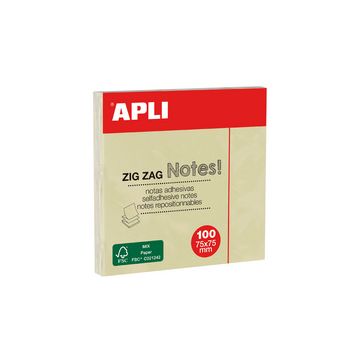 APLI Notes adhésives "ZIG ZAG Notes!", 75 x 75 mm, jaune