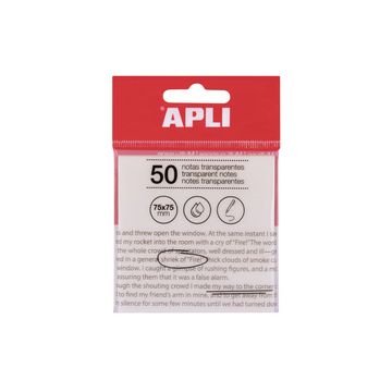 APLI Notes adhésives, 75 x 75 mm, incolore transparent