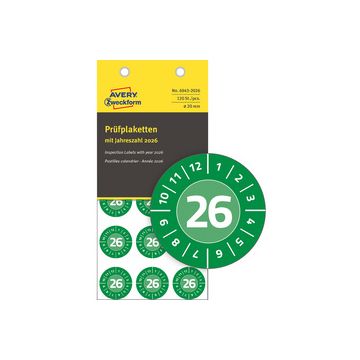 AVERY Zweckform Plaquette de contrôle, 2026, 30 mm, vert