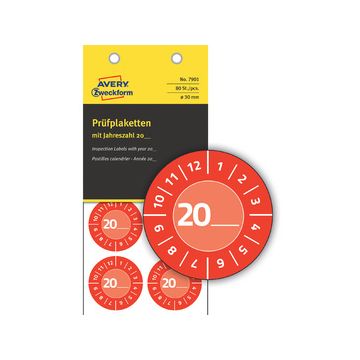 AVERY Zweckform Plaquette de contrôle, 20xx à inscrire,rouge