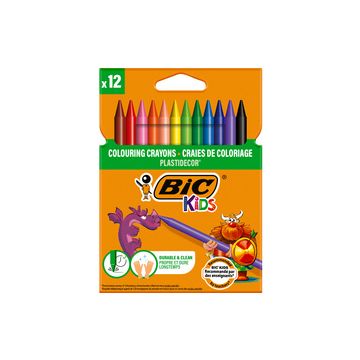BIC Crayon de cire Plastidecor, étui en carton de 12