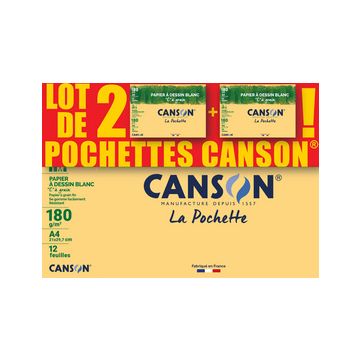 CANSON Papier à dessin "C" à grain, A4, lot de 2