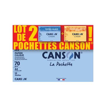 CANSON Papier calque & papier millimétré, lot de 2