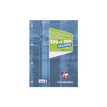 Clairefontaine Bloc de cours, perforé, A4, quadrillé 5x5