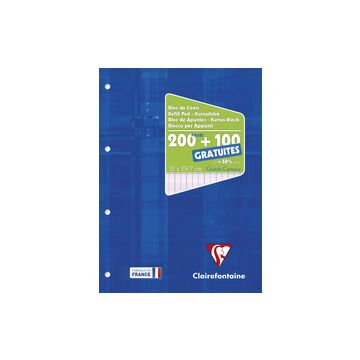 Clairefontaine Bloc de cours, perforé, A4, séyès