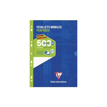 Clairefontaine Feuillets mobiles perforés, A4, quadrillé 5x5