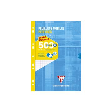 Clairefontaine Feuillets mobiles perforés, A4, séyès