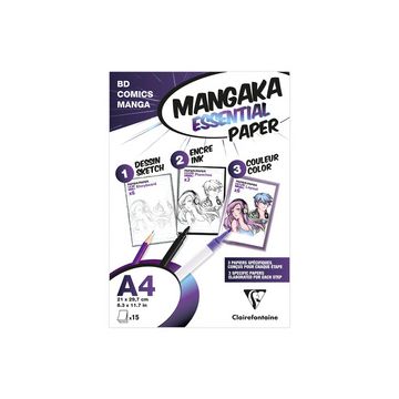 Clairefontaine Papier MANGA, A4, 15 feuilles, blanc