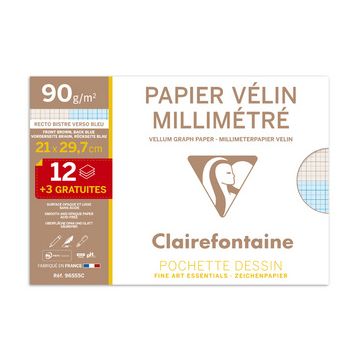 Clairefontaine Papier vélin millimétré, A4, pack promo