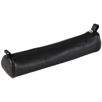 Clairefontaine Trousse ronde, cuir noir vieilli