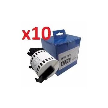 Pack de 10 Blanc - Ruban cassette compatible - Brother
