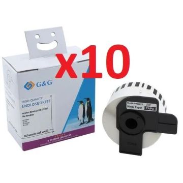 Pack de 10 Blanc - Ruban cassette compatible - Brother