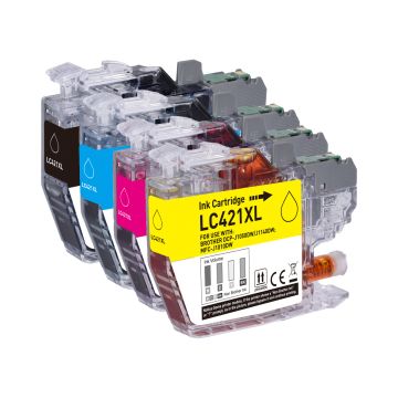 Multipack 4 cartouches (BK,C,M,Y) - Cartouches compatibles LC421XL - Brother
