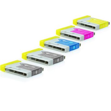 Multipack 5 cartouches (2xBK + C,M,Y) - Cartouches compatibles LC980 - Brother