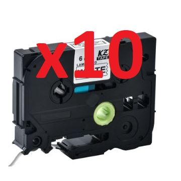 Pack de 10 (Noir, Blanc) - Ruban cassette compatible - Brother