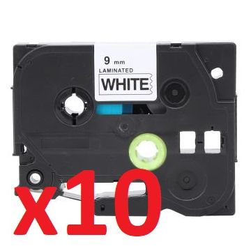 Pack de 10 (Noir, Blanc) - Ruban cassette compatible - Brother