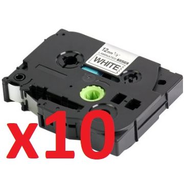 Pack de 10 (Noir, Blanc) - Ruban cassette compatible - Brother