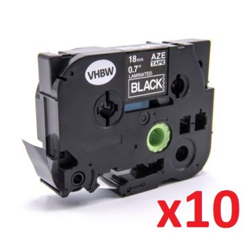 Pack de 10 (Noir, Blanc) - Ruban cassette compatible - Brother
