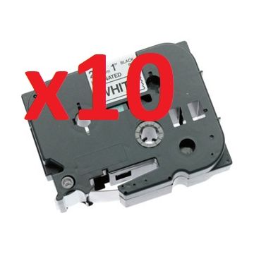 Pack de 10 (Noir, Blanc) - Ruban cassette compatible - Brother