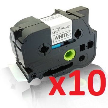 Pack de 10 (Noir, Blanc) - Ruban cassette compatible - Brother