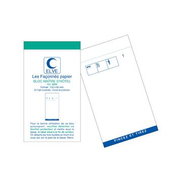 ELVE Bloc Maître d'Hôtel, 96 x 165 mm, 50 feuillets tripli