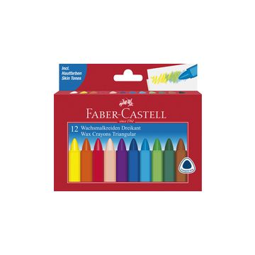 FABER-CASTELL Craie à la cire, triangulaire, étui de 12