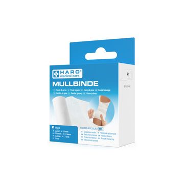 HARO Bande de gaze élastique, blanc, 60 mm x 4,0 m, set de 2