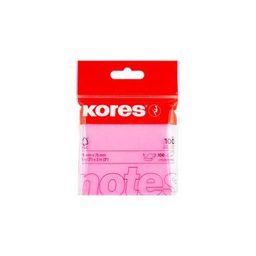 Kores Note adhésive "NEON", 75 x 75 mm, uni, rose fluo