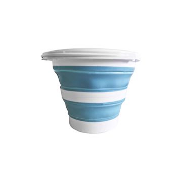 Linden Berg Seau, pliable, rond, 10 litres, bleu/blanc