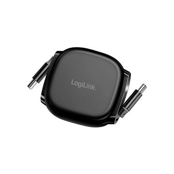 LogiLink Câble USB 2.0, USB-C - USB-C, rétractable, noir