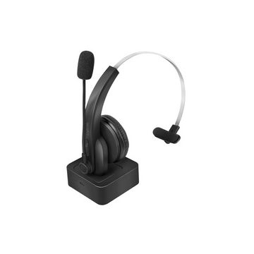 LogiLink Casque mono Bluetooth 5.0, station de charge, noir