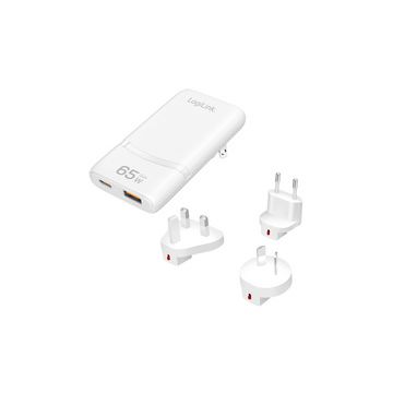 LogiLink Chargeur de voyage double USB, 65 W, extra-mince
