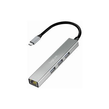 LogiLink Hub USB 3.2 Gen1, 4 ports, boîtier aluminium, gris
