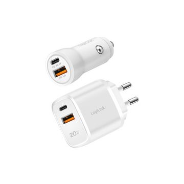 LogiLink Set de 2 chargeurs USB, allume-cigare & secteur