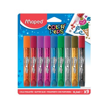 Maped Colle pailletée COLOR'PEPS, 9 x 10,5 ml, carte blister