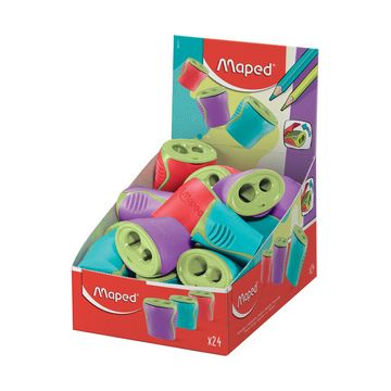 Maped Double taille-crayon, en plastique, présentoir de 24 x24