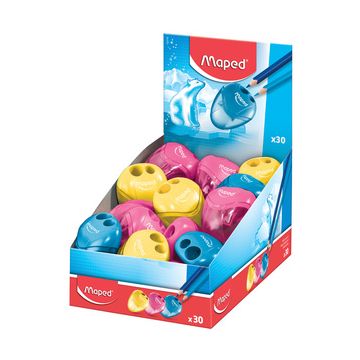 Maped Taille-crayon double i-gloo, assorti, présentoir de 30 x30