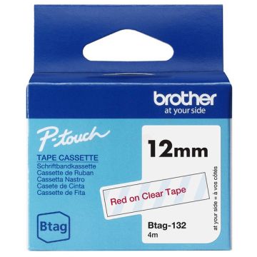 BTAG132Brother - rouge, transparent - ruban cassette de marque