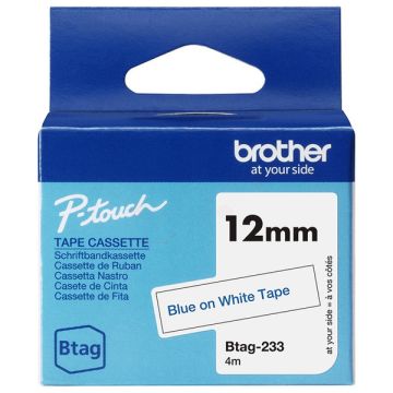BTAG233Brother - bleu, blanc - rouleau d'étiquettes de marque